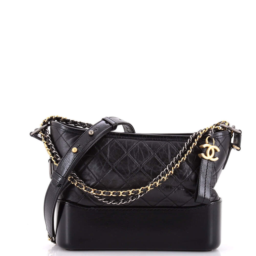 Chanel Medium Gabrielle Hobo with Logo Handle Quilted Aged Calfskin